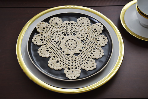 Wheat color Heart Shape Crochet Lace Doilies 7" Heart Crochet